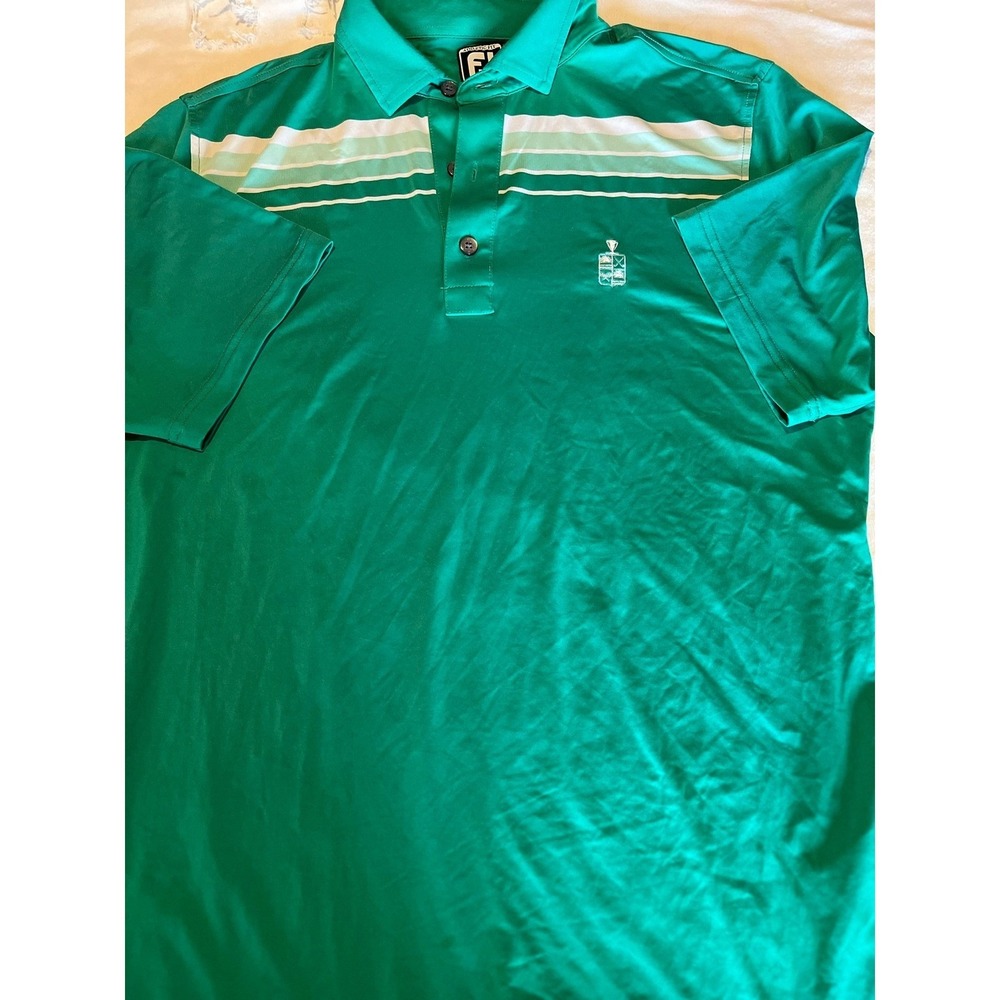 FootJoy Golf Polo Shirt Mens Green Striped Short‎ Sleeve Athletic